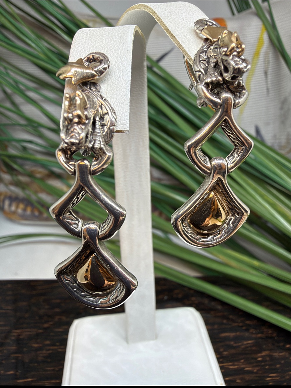 John Hardy Naga Silver 18K Earrings